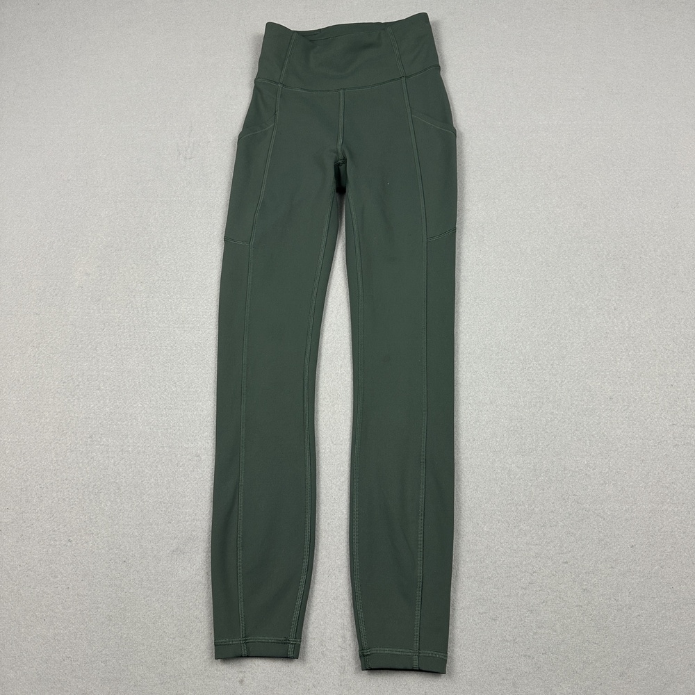 Lululemon Pants Women 0 Green High Rise Ankle Yoga Leggings Pockets Slim